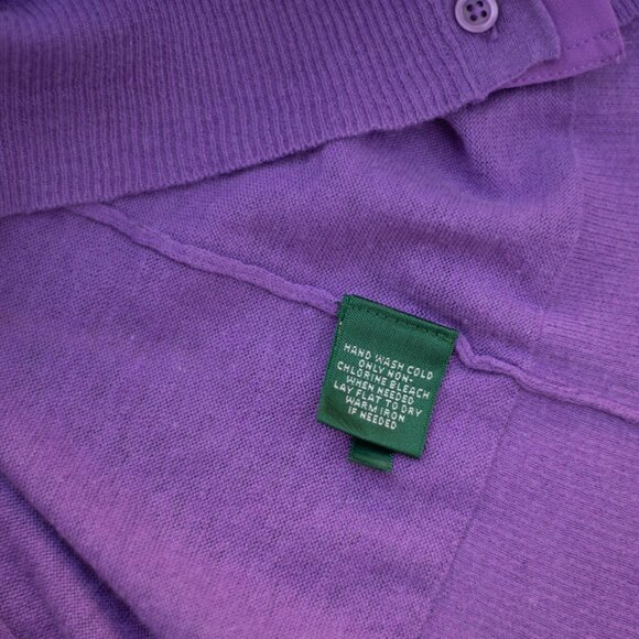 Ralph Lauren Purple Linen Blend Cardigan Womens XS/TP V-Neck Chiffon Trim Preppy - Picture 7 of 7